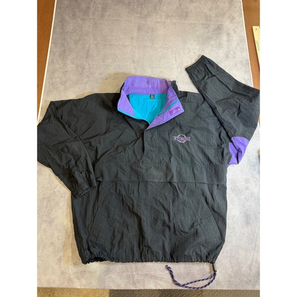 Gear For Sports Other - Vintage Gear For Sports Wyoming Windbreaker Pullover Black Purple Teal Large